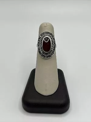 Vintage Sterling Silver And Marcasite Art Deco Ring Size 6.5 • $55