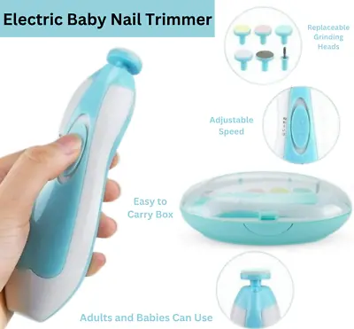 Electric Baby Nail File Kit Clippers Trimmer Toddler Toes Trim Nails Polish Care • £9.19