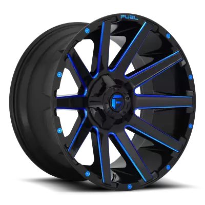 (4) 20x9 Fuel Gloss Black & Blue Contra Wheel 6X135 6X139.7 For Ford Toyota Jeep • $1788.20