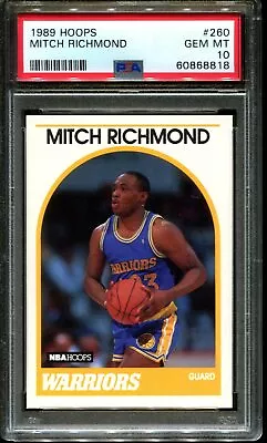 1989 Hoops #260 Mitch Richmond Rc Warriors Hof Psa 10 • $21.46