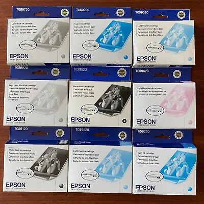 New (9) EPSON T059 Ink Cartridges Black Cyan Magenta For Epson Stylus Photo • $95