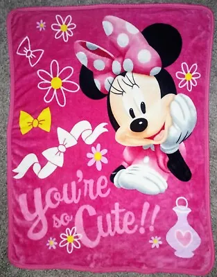 MINNIE MOUSE Northwest You're So Cute!! Fleece Throw Blanket Pink Disney Daisy • £27.99