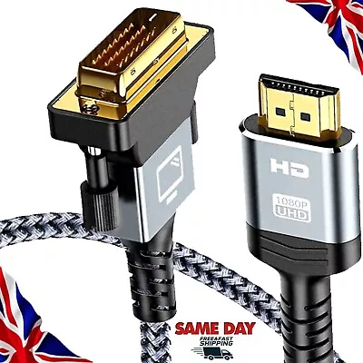 Full HD Premium HDMI To DVI Male To Male Cable 3m For PS 3/4 PC Laptop TV Xbox • £7.85