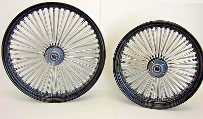 MAMMOTH BLACK FAT 52 SPOKE WHEELS 21x3.5 & 16x3.5 SOFTAIL HARLEY • $1399.95