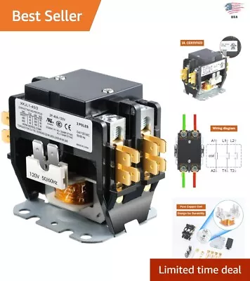 HVAC Motor Contactor - 120VAC 40 Amp Coil - Single Pole/2 Pole Replacement • $27.99