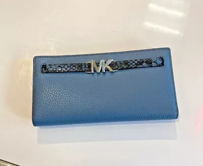 Michael Kors Reed Large Leather Snap Flat Wallet Clutch Credit Card Id Holder MK • $76