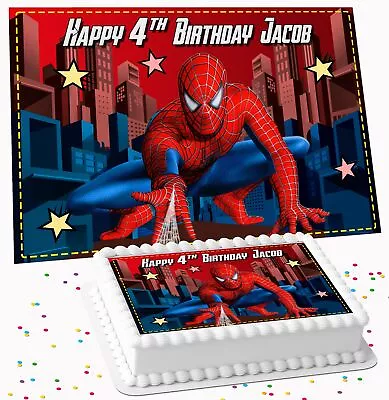 Spiderman Birthday Party Personalised Icing Edible Costco Cake Topper Rsh723 • £15.99