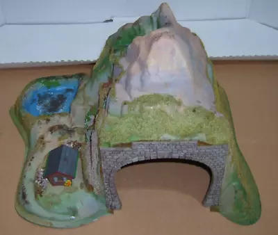 Vintage NOCH Train Tunnel Germany Decorated Display HO Waterfall W/ Lake Cabin • $59.99