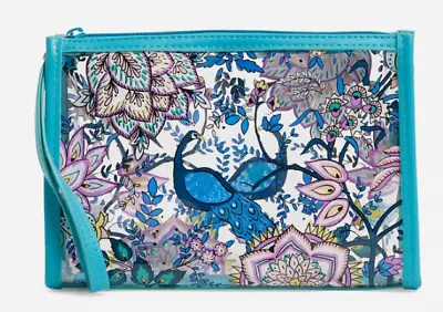 Vera Bradley Peacock Garden Clear Wristlet Cosmetic Case (New & Sealed) $39 • $18.95