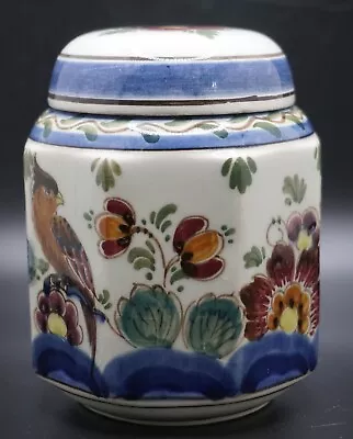 VTG Delft Polychrome Ginger Jar Urn Handpainted Bird Floral Delftware 3.75  • $75