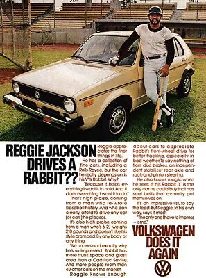 1978 Volkswagen VW Rabbit - Reggie Jackson - Promotional Advertising Poster • $21.99