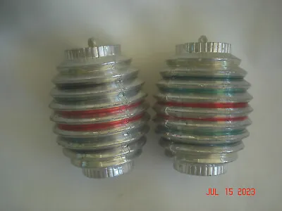 FUN LOT 2 Vtg. MCM PLASTIC LANTERN / BARREL CHRISTMAS ORNAMENTS • $15.99