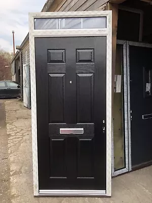 Brand New Black Front Door In A White Upvc Frame 1005-2320 With Fanlight • £395