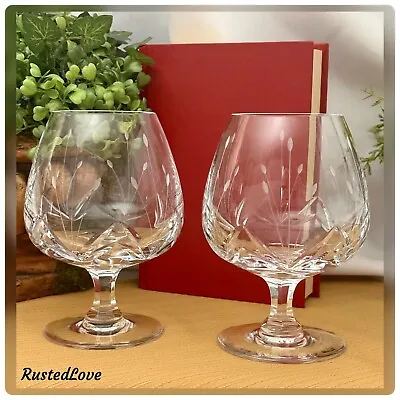 Mikasa Brandy Glasses Vintage Petit Poinst Blown Glass Large Liquor Barware Pair • $157