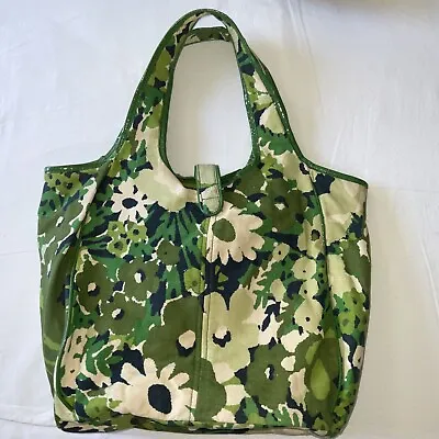 Vintage Style Green Floral Printed  Hobo Bag With Green Trim • $12