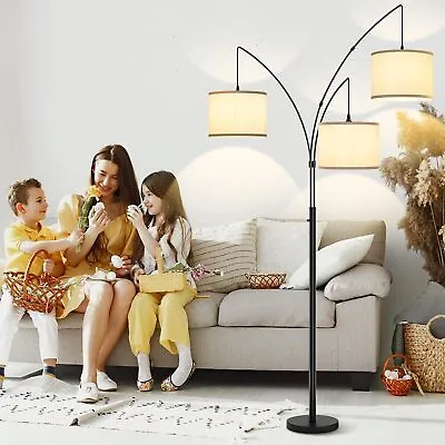 3 Lights Arc Floor Lamp With Shades Mid Century Modern Living Room Bedroom Black • $98.04