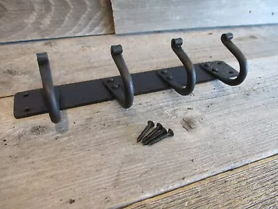 Iron Coat Hooks Hat Rack Hand Forged 10 1/4  Long Hand Forged Entry Antique Styl • $19.99