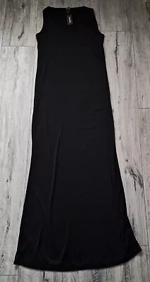 Boohoo Maternity Rib Scoop Neck Maxi Dress In Black Size Uk 16 • £8.99