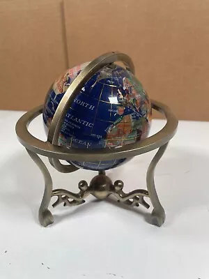 7 Inch Tall World Globe Brass Stand Legs Perfect Condition • $129