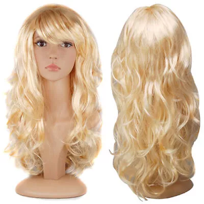 £7.99 • Buy Womens Ladies Long Wavy Curly Fancy Dress Cosplay Wigs Pop Party Costume Full