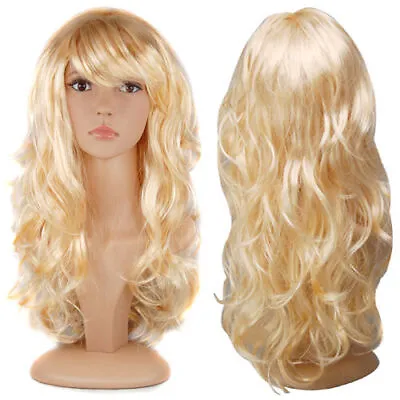 Womens Ladies Long Wavy Curly Fancy Dress Cosplay Wigs Pop Party Costume Full • £7.99