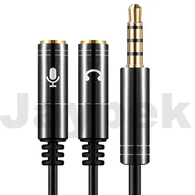 £2.49 • Buy 3.5mm Jack Audio And Mic Y-Splitter Headset Adapter Cable W/ Separate Headphone
