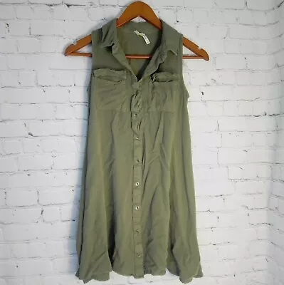 Mudd Women's Dark Green Buttoned Sleeveless A-line Shirt Size XS • $9.89