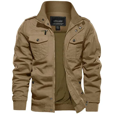 Men's Military Tactical Bomber Jacket Army Cargo Combat Casual Cotton Work Coats • $47.48