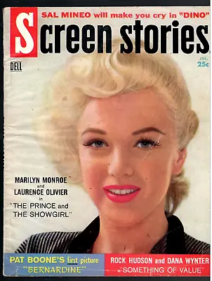 SCREEN STORIES July 1957 Marilyn Monroe Cover & Feature Sidney Poitier MORE • $22