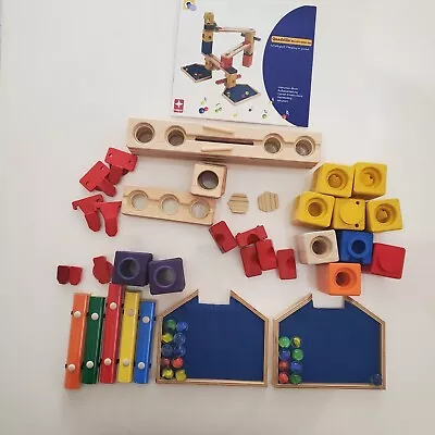 49 PCS Hape Quadrilla Wooden Marble Run Melody Basic-Set Lot Missing 1 Piece  • $64.99