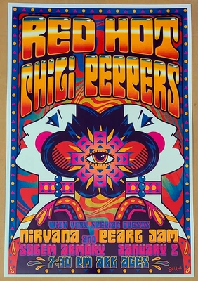 $13.99 • Buy Red Hot Chili Peppers Nirvana Pearl Jam January 2 Glossy 12x18 Concert Poster