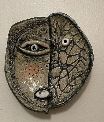 Signed Expressionist Ceramic Small Mask Head Face Sculpture • $99