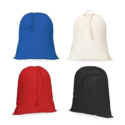 IMFAA Plain 100% Cotton Sack Drawstring Laundry Storage Bags In 4-Colours Lot • £180.90