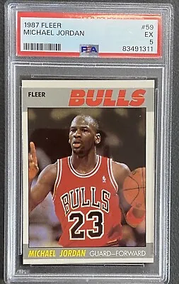 1987 Fleer Basketball #59 Michael Jordan Chicago Bulls HOF PSA EX 5 • $221