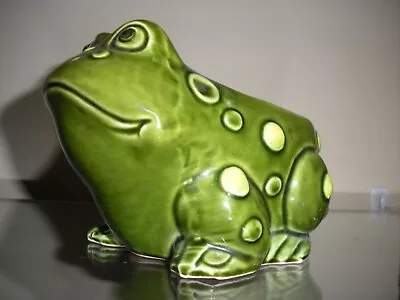 Vintage Frog Planter Japan Mid Century Modern Green Spotted Frog 3 1/4   High • $9.99