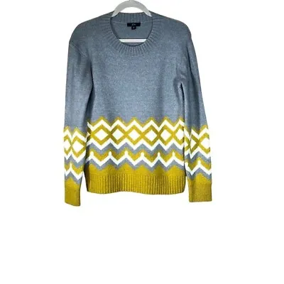 J. Crew Fair Isle Sweater Size XS Gray Wool Blend Soft Geometric Pattern • $28
