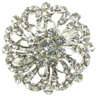 Silver Diamante Brooch Vintage Pin Bridal Bouquet Shoe Cake Decoration - New Uk • £2.99