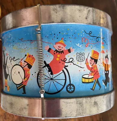 VINTAGE  J. Chein & Co. USA MARCHING BAND CIRCUS Litho Tin Toy Drum Set 1930's • $40