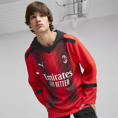 PUMA AC Milan Oversize Winter Football Jersey Long Sleeve V-neck Top- Mens • £67