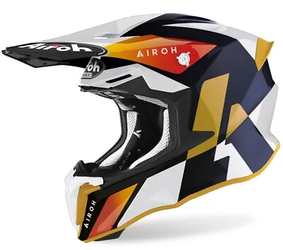 Helmet Motorcycle Cross Enduro Airoh Twist 2.0 Lift White Gloss White Blue TG L • $149.86