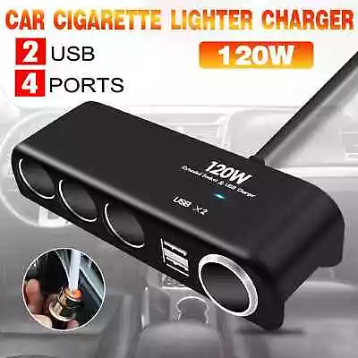 4 Way 12V 24V Multi Socket Car Cigarette Lighter Splitter USB Charger Adapter • $16.99