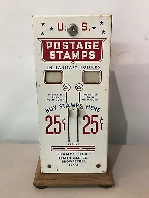 Vintage Metal US Mail Postage Stamp Vending Machine Dispenser Coin 25/25 Cent • $179.99