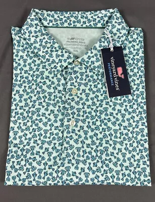 Vineyard Vines Golf Shirt Polo Performance Trophy Print XXL Blue MSRP $110 • $64.42