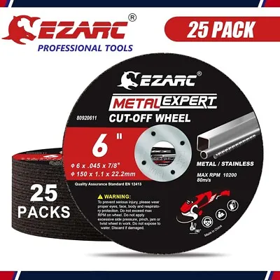 25PC 6  EZARC Thin Cut Off Wheels Metal & Stainless Steel Grinder Cutting Wheel • $30.99