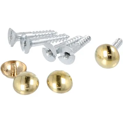 £3.76 • Buy 4 X MIRROR SCREWS 25mm/1  POLISHED BRASS Plated Dome Cover Cap Head Wall Fixing