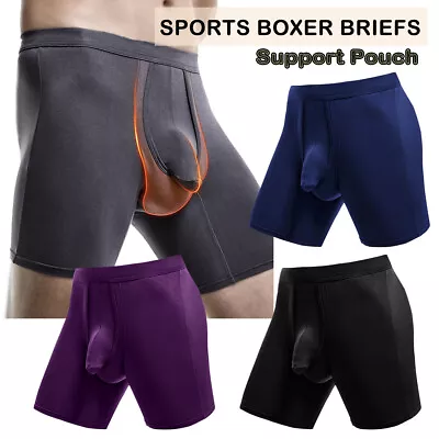 Men Long Leg Boxer Shorts Sports Trunks Briefs Supportive Pouch Underwear 2 PCS • £18.79