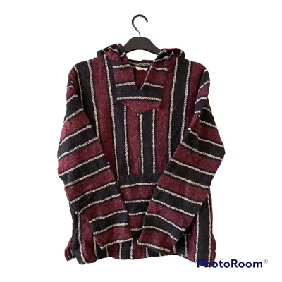 £14.24 • Buy Unisex Mexican Moroccan Baja Hoodie Festival Jumper Size Large Burgundy Black 
