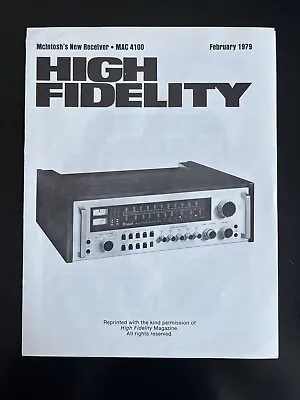 Mcintosh Mac4100 Receiver High Fidelity Article Original Jo1258 • $17.95