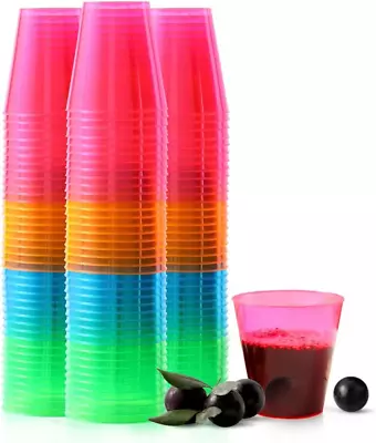 1Oz Disposable Muilt Hard Plastic Cups|250 Count Neon Shot Glasses|Whisky Cups F • $38.23