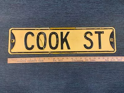 Vtg COOK ST Street/Road Sign 24  X 6  Pressed/Embossed/Raised Steel #614 • $59.95